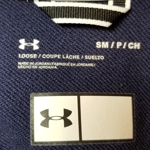 Under Armour Short Sleeve Scuba Knit Hoodie Men Small Loose Navy Blue - Picture 4 of 6